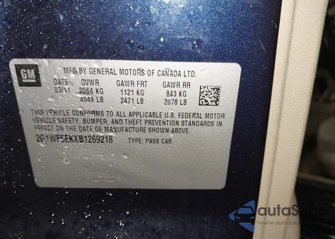 2011 Chevrolet Impala Ls from USA, damaged, VIN 2G1WF5EKXB1269218